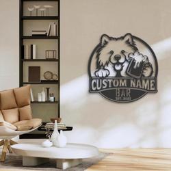 Custom Funny Samoyed Thirsty Beer Pub Metal Wall Art LED Light