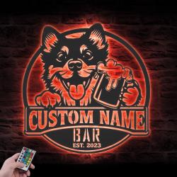 customized funny schipperke beer pub decor metal wall art led