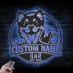 customized funny schipperke thirsty beer pub metal wall led li