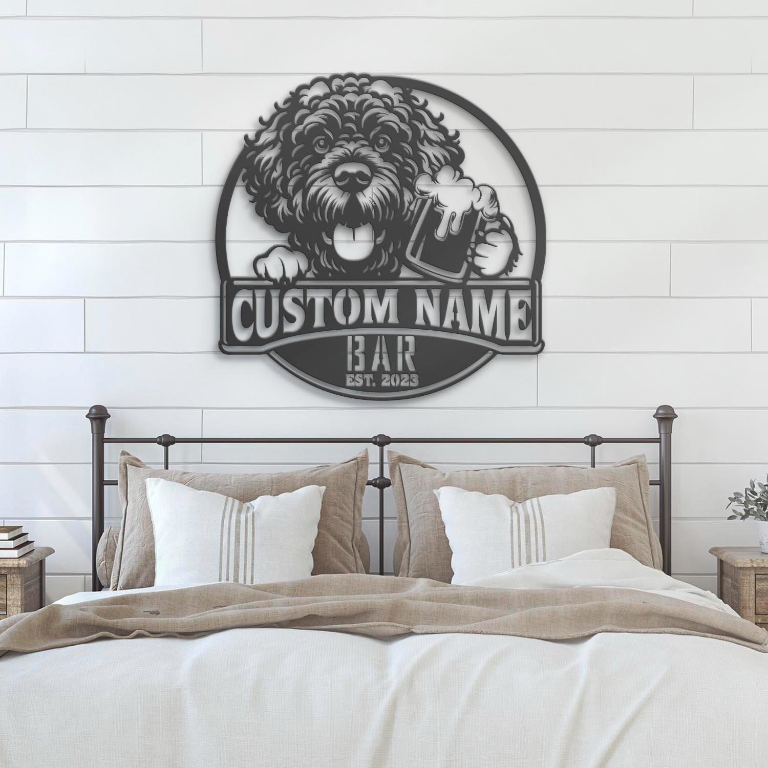 Custom Portuguese Water Thirsty Beer Pub Metal Wall Art LED Light customized portuguese water thirsty beer pub metal wall led li