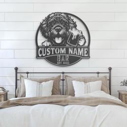 Custom Portuguese Water Thirsty Beer Pub Metal Wall Art LED Light