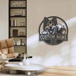 customized saarloos wolfdog beer pub decor metal wall art led