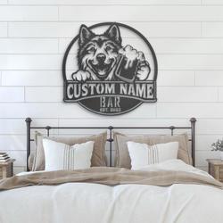 customized saarloos wolfdog pub drinking metal wall art led li