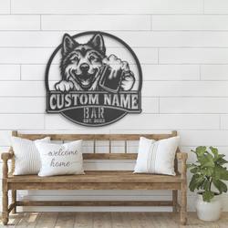 customized saarloos wolfdog pub wall decor metal wall art led