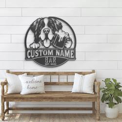 customized saint bernard pub drinking metal wall art led light