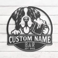customized saint bernard thirsty beer pub metal wall led light