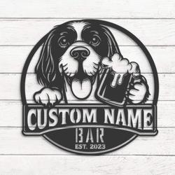 customized saint usuge spaniel thirsty beer pub metal w
