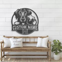 customized scottish deerhound thirsty beer pub metal wall