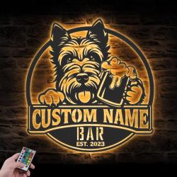 customized scottish terrier beer pub decor metal wall art led l