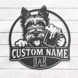 customized scottish terrier pub drinking metal wall art led lig