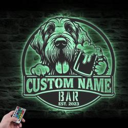 customized spinone italiano pub drinking metal wall art led li