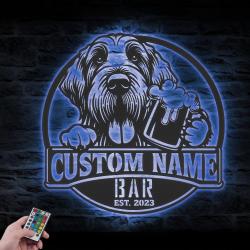 customized spinone italiano thirsty beer pub metal wall led li