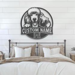customized standard poodle pub drinking metal wall art led light