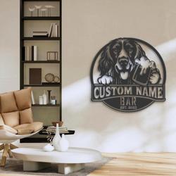 customized sussex spaniel beer pub decor metal wall art led light