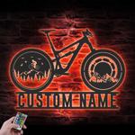 cyclist mountain bike custom metal wall art led light bicycle mtb name sign 1