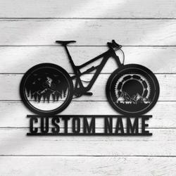 cyclist mountain bike custom metal wall art led light bicycle mtb name sign 5
