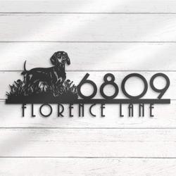 dachshund house number custom metal address sign dog home number 2
