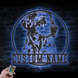 dalmatian custom metal wall art led light dog lover name sign 2