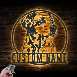 dalmatian custom metal wall art led light dog lover name sign 5