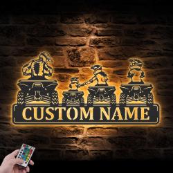 Daughter Father Son ATV Quad Biker Custom Metal Wall Art LED Light