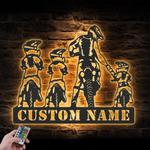 daughter father son motocross biker custom metal wall art led light 1