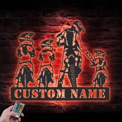 daughter father son motocross biker custom metal wall art led light 3