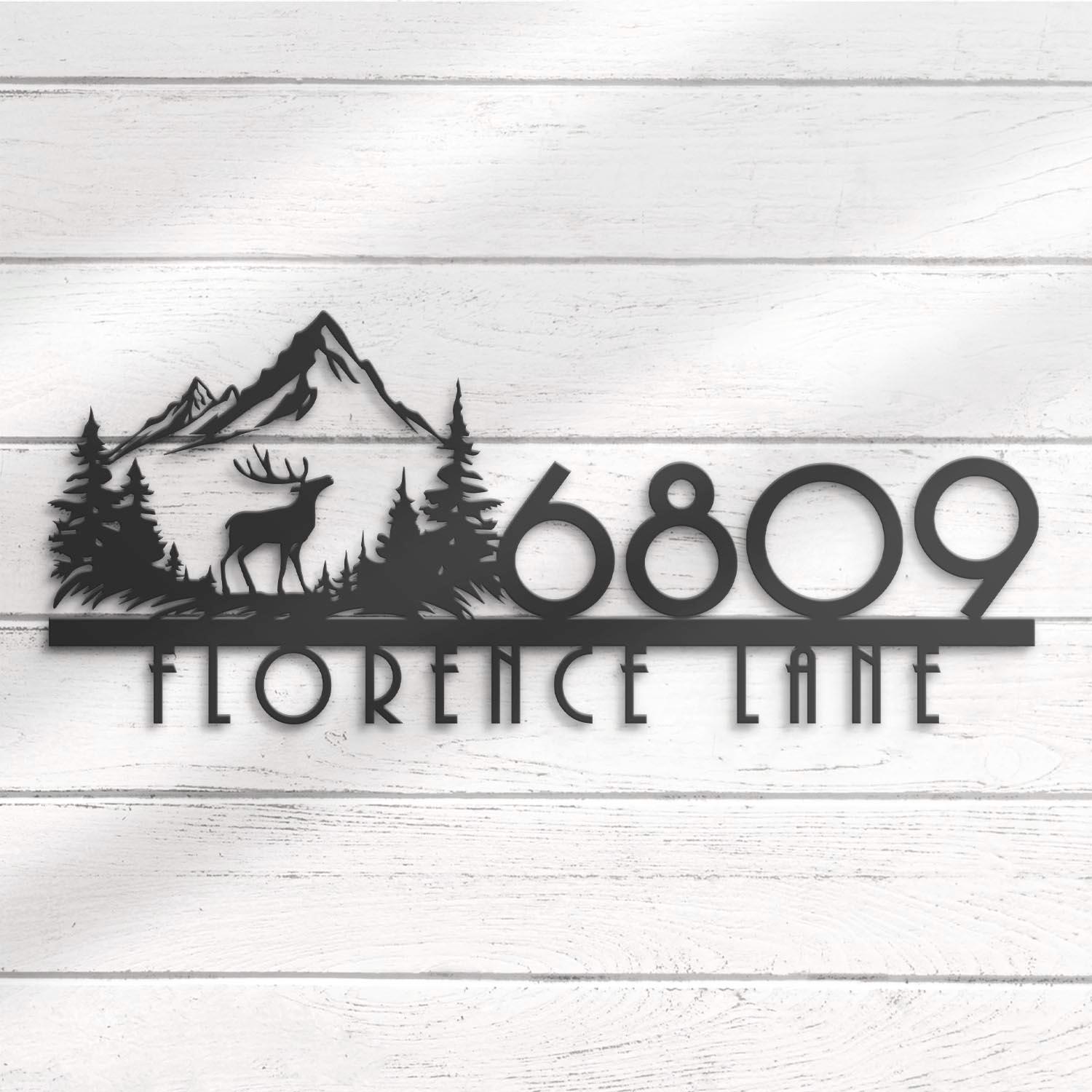 Deer Hunting Mountain Forest House Number Custom Metal Address Sign deer hunting mountain forest house number custom metal address sign 1