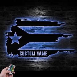 distressed puerto rico flag born in puerto custom metal wall art led light 2