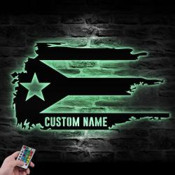distressed puerto rico flag born in puerto custom metal wall art led light 3