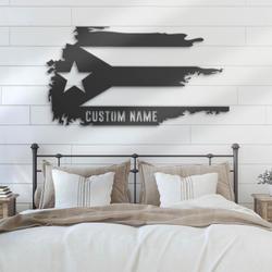distressed puerto rico flag born in puerto custom metal wall art led light 4