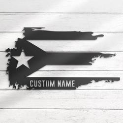 distressed puerto rico flag born in puerto custom metal wall art led light 5