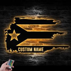 distressed puerto rico flag born in puerto custom metal wall art led light 6