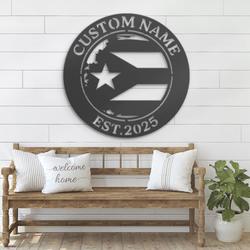 distressed puerto rico flag custom metal wall art led light 3