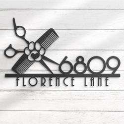 dog grooming hair salon house number custom metal address sign 3