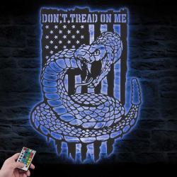 dont tread on me distressed flag custom metal wall art led light 3