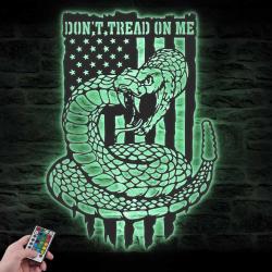 dont tread on me distressed flag custom metal wall art led light 5