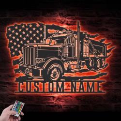 dump truck driver custom metal wall art led light trucker name sign home decor 6