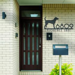 english coonhound house number custom metal address sign dog home number 3