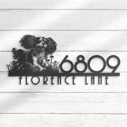 english toy spaniel house number custom metal address sign dog home number 2