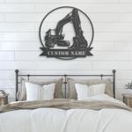 excavator driver construction custom metal wall art led light 1