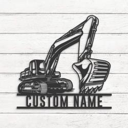 Excavator Driver Custom Metal Wall Art LED Light