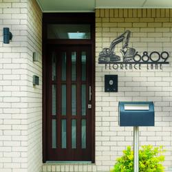 excavator house number custom metal address sign 3