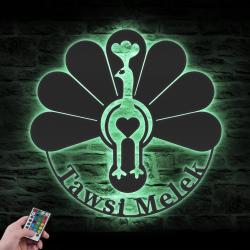 ezidi lalish yezidi tawsi melek symbol custom metal wall art led light 3