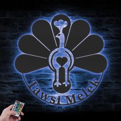 ezidi lalish yezidi tawsi melek symbol custom metal wall art led light 5