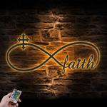 faith infinity loop knot with cross custom metal wall art led light christ sign 1