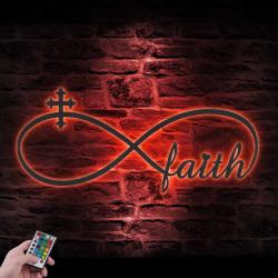faith infinity loop knot with cross custom metal wall art led light christ sign 2