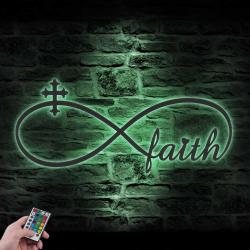 faith infinity loop knot with cross custom metal wall art led light christ sign 3
