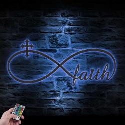 faith infinity loop knot with cross custom metal wall art led light christ sign 4