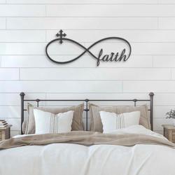 faith infinity loop knot with cross custom metal wall art led light christ sign 6