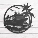 family cruise ship custom metal wall art led light family trip name sign 1